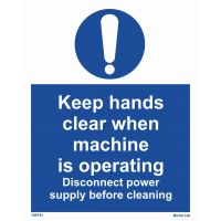 Keep hands clear when machine is operating 195761 335761