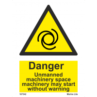 Danger Unmaned Machinery Space, Machinery May Start Without Warning 187542