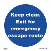 Keep clear. Exit for Emergency escape route 195800  335800