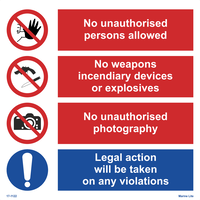 No Unauth/No Weapons/No Photography/Legal Action Against 17-1122