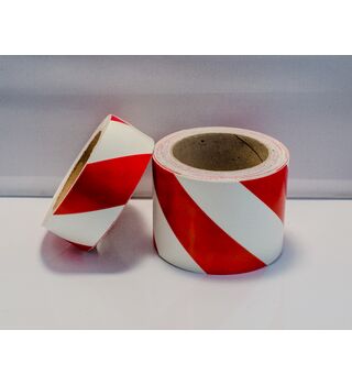 Red Diagonal Photoluminescent Tape 40mm │ 80mm x 10m