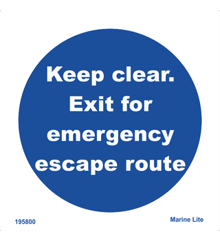 Keep clear. Exit for Emergency escape route 195800  335800