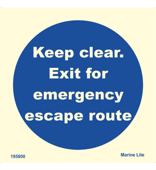 Keep clear. Exit for Emergency escape route 195800 335800