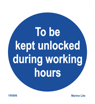 To be kept unlocked during working hours 195806 335806