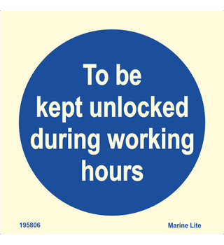 To be kept unlocked during working hours 195806 335806
