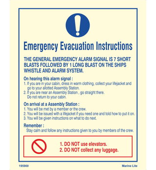 Emergency Evacuation Instructions 195900 335900