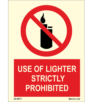 Use Of Lighter Strictly Prohibited 20-0071