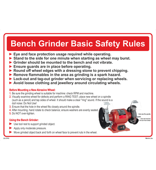 Bench Grinder - Basic Safety Rules 22-2763 Safety Poster