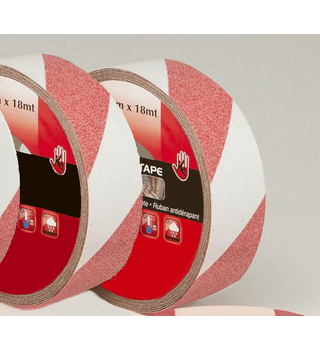 Abrasive Anti-Slip Adhesive Tape 50mm x 18m - Red/White