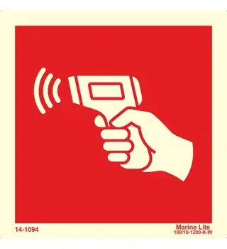 Portable Infrared Thermal Imager 14-1094
Red IMO portable infrared thermal imager fire equipment sign by Marine Lite, code 14-1094