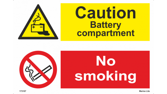 Caution Battery compartment / no smoking 173107